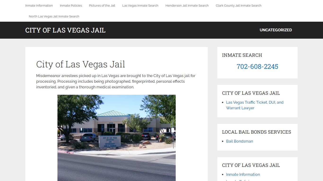 City of Las Vegas Jail Inmate Search Call 702-608-2245