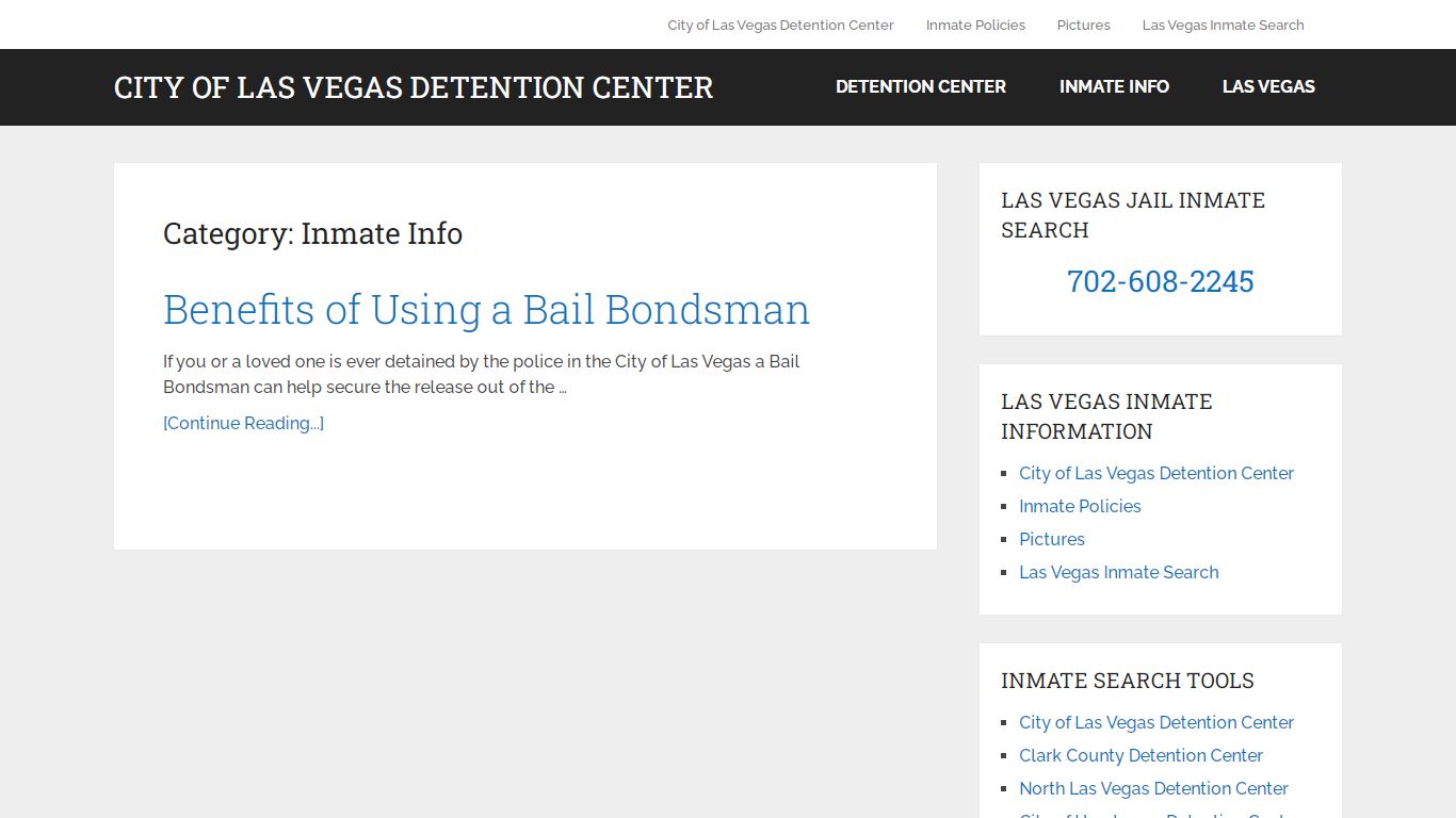 Inmate Info – City of Las Vegas Detention Center